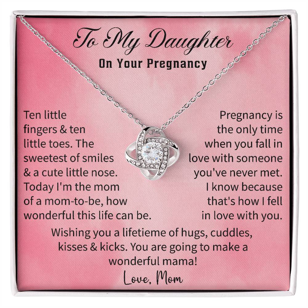 pregnancy first baby necklace displayed as a meaningful gift for daughter